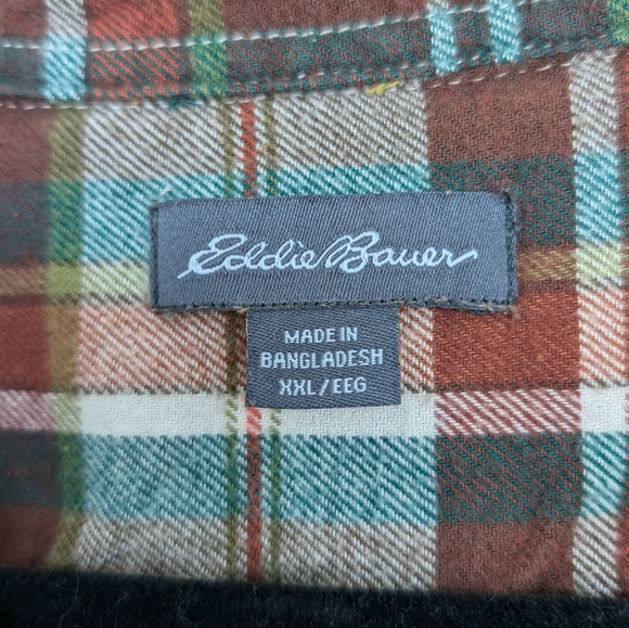 Eddie Bauer Brushed Cotton Plaid Button Down Shacket Jacket Flannel Sz XXL - Picture 3 of 16